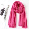 105*190cm One Piece Women Oversize Solid Plain Scarf Shawls Head Wraps Viscose Cashmere Muslim Frayed Hijabs Pashmina