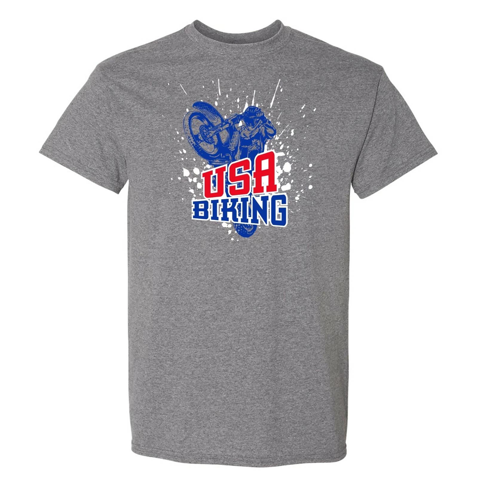 USA Biking - Cycling Summer Sports T Shirt - Graphite Heather 2XL