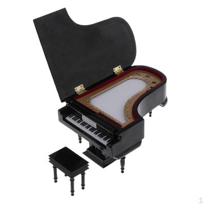 1/6 Dollhouse Miniature Wood Piano with Stand Model Fairy Garden and Home Decoration