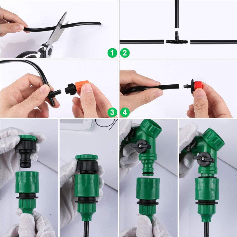 30m Automatic Drip Irrigation Kit with 4/7 Tubing for Outdoor Gardens
