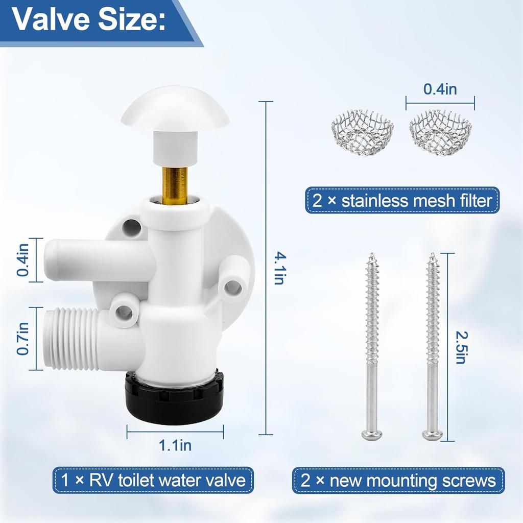 385314349 Toilets Water Valve Replacement for Dometic Sealand Vacuflush Pedal Flush Toilets, RV Toilet Parts for Dometic Toilet Valve Includes Screws