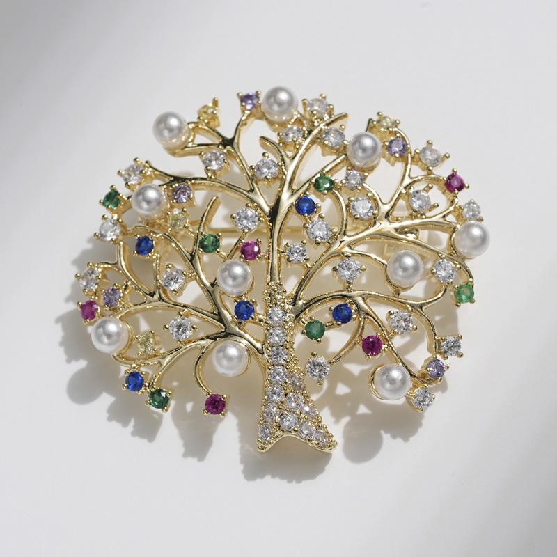 Bo Xin Yun Tree of Life Pearl Brooch - Unisex Mother s Day Gift Accessory