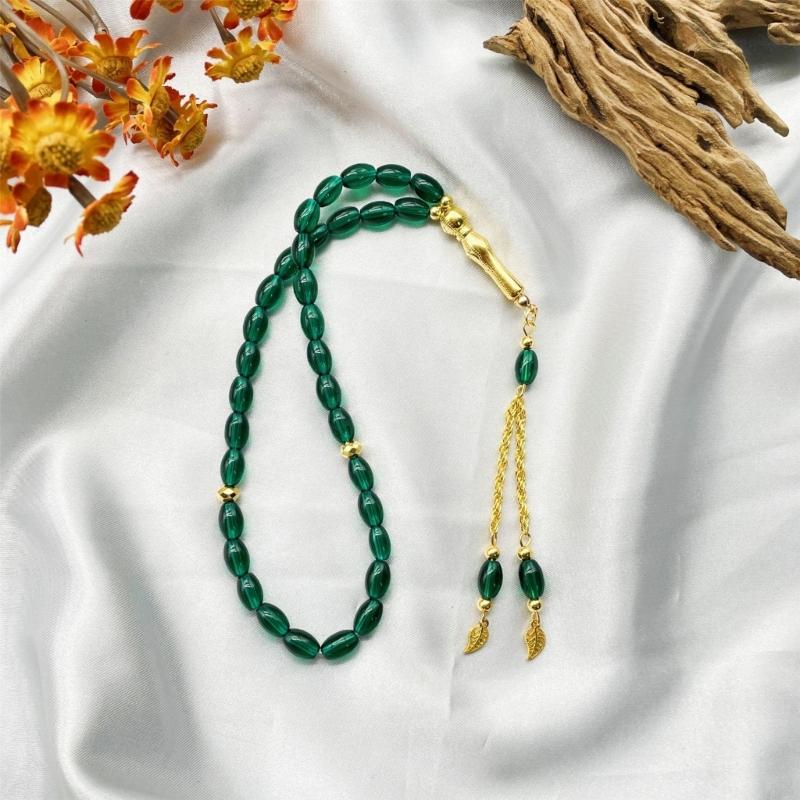 Glass Prayer Beads Tasbih 33 Muslims Prayer Beads Rosary Beads Bracelet with Tassels Muslims Islams Misbaha Bracelet