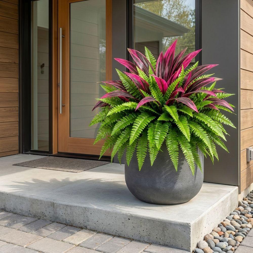 Dracena Artificiale Resistente ai Raggi UV Felce di Boston Pianta di Banano Simulazione Patio Balcone Portico
