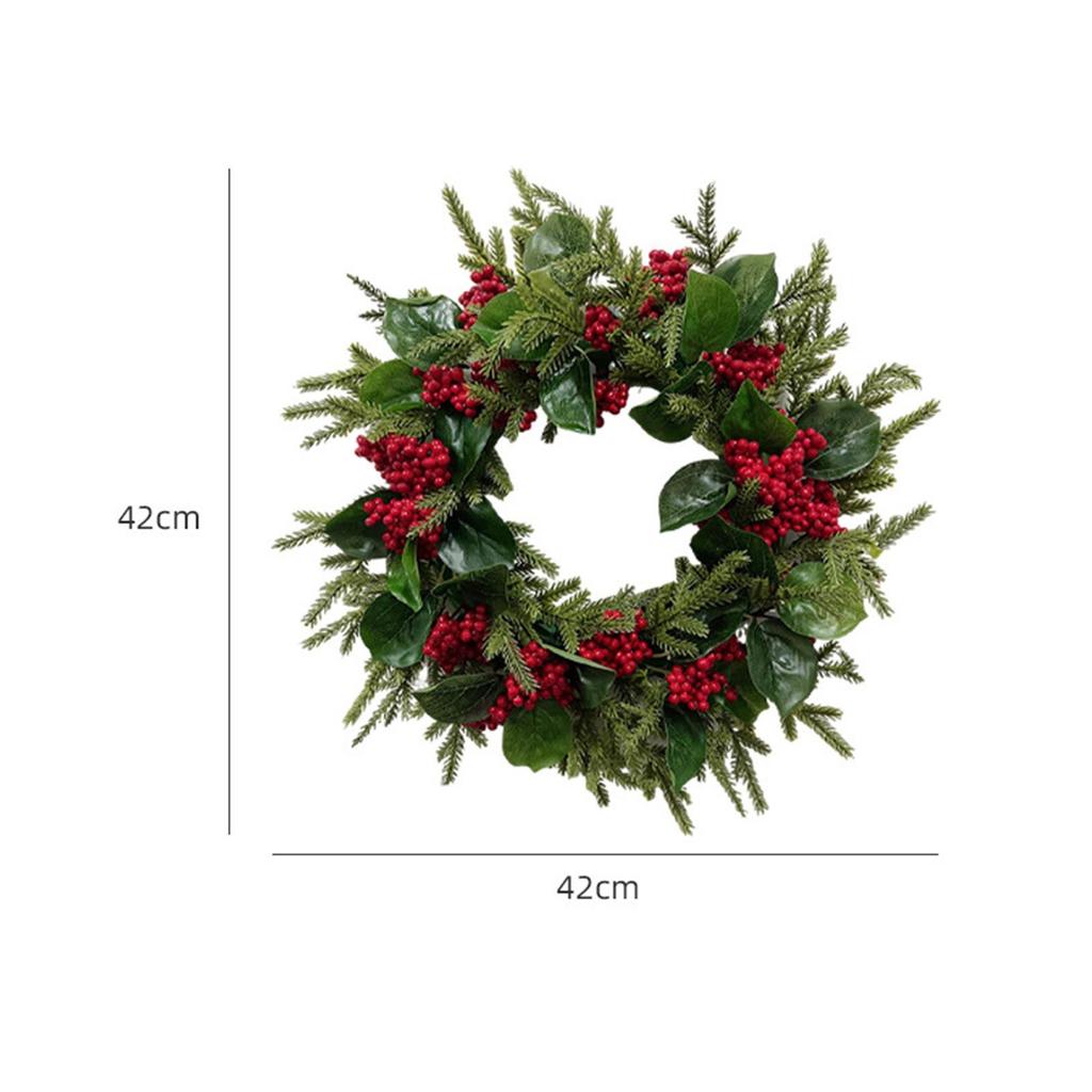 Christmas Wreath Front Door Wreath with Red Berries Home Decoration Winter Wreath for New Year Festival Wedding Indoor Farmhouse