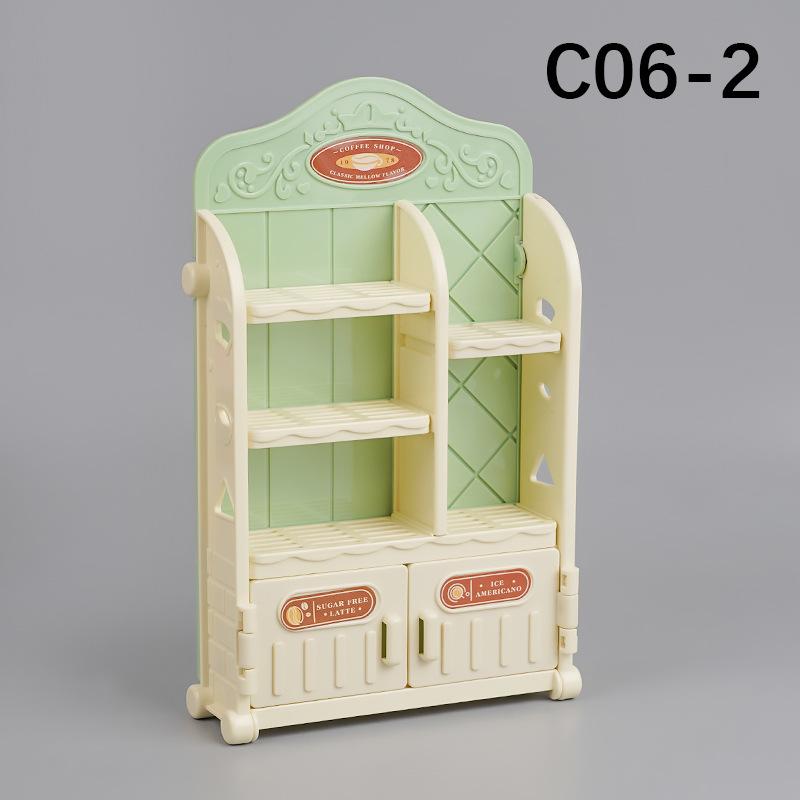 Mini Simulation Small Furniture Refrigerator Dining Cart Checkout Page Shopping Cart Cake Vegetable Rack Double-Sided Rack Play House Toys