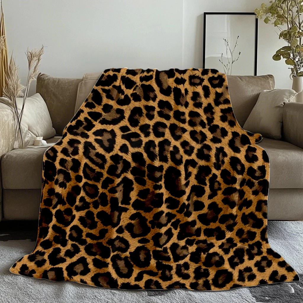 Super Soft Coral Fleece Throw Blanket Leopard Stripe Plaid Print for Sofa Bed Home Textiles Cozy Warm Bedspread