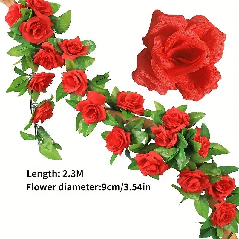 9-Head Artificial Rose Vine Garland | 5 Colors Hanging Fake Flowers for Wedding Decor,  Party Backdrop, and Event Decoration