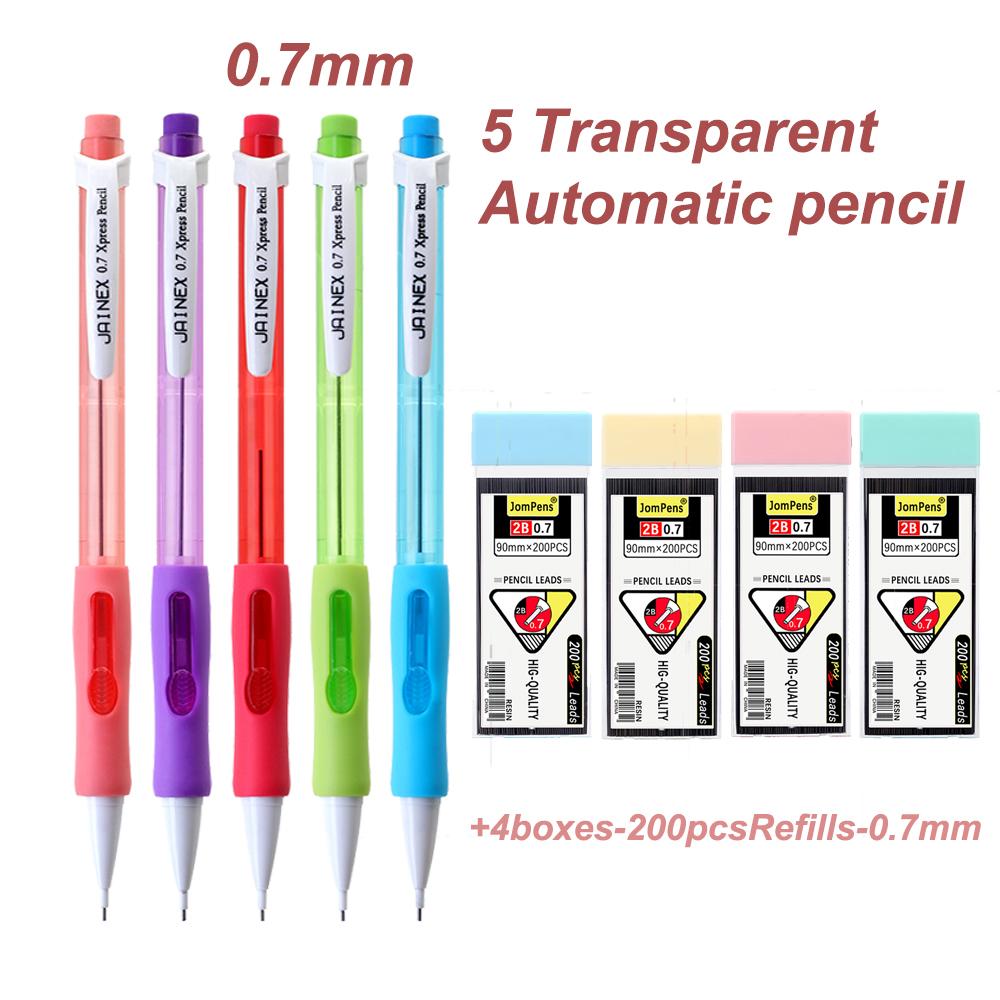 9Pcs/Set 0.7mm Side Pressure 2B Mechanical Pencil High Quality With Eraser Painting Smooth Creative Writing Office Stationery