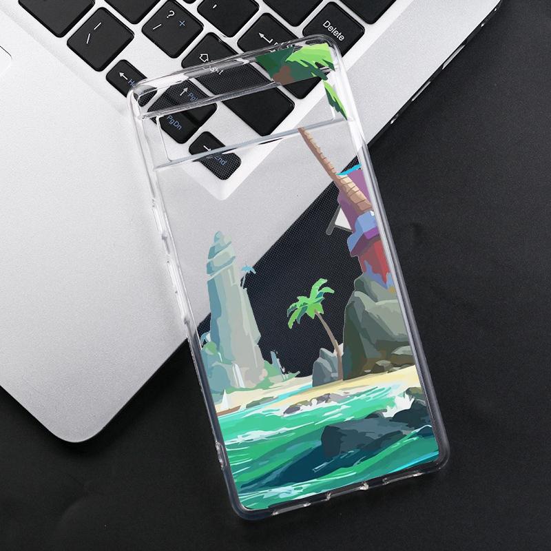 Snow Mountain Lake Landscape Phone Case for Google Pixel 6A 8 Pro 8A 6 5G 7 Pro 7A Hand Painted Clear Soft TPU Back Cover Fundas