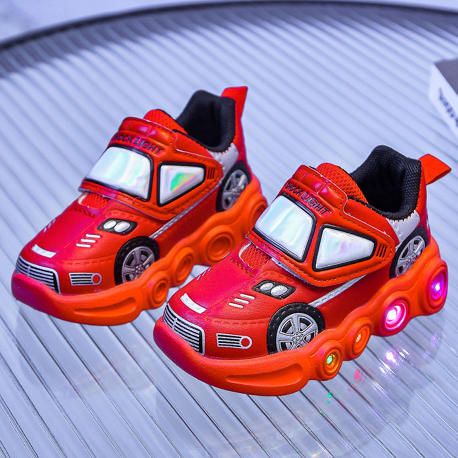 

Children LED Shoes Cartoon Car Luminous Kids Casual Sneakers Non-Slip Breathable Boy Shoes Fashion Glowing Sport Shoes Tenis 12-18 Months красный
