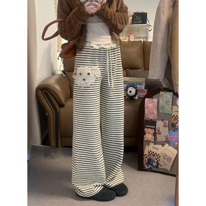 Women s Retro Striped High Waist Wide Leg Pants - Autumn 2025 Collection 4XL