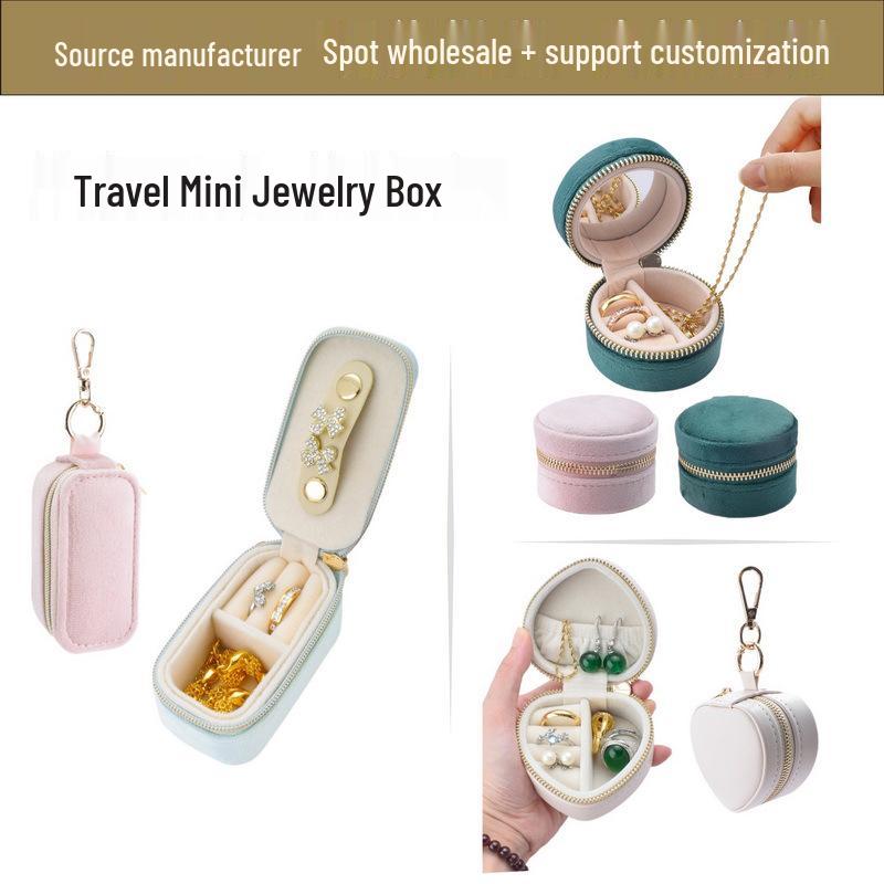Velvet Mini Jewelry Box Keychain for Earrings & Rings