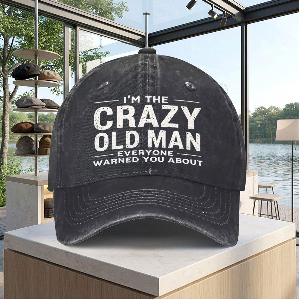 Unisex Crazy Old for Unisex Vintage Logo Baseball Cap Running Hat Sun Hat Suitable for Golf Driving Fishing Outdoor Sports