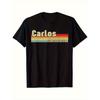 Limited Edition Men's Vintage 80s T-Shirt - Soft Cotton Retro Music Tee with Carlos Lettering & Music Note Print, Black with //Pastel Green Stripes,