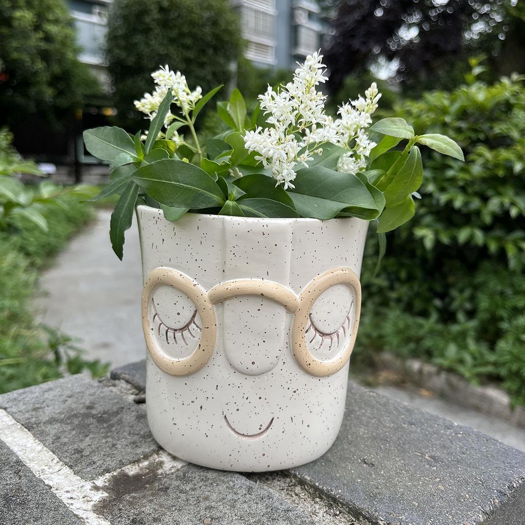 Lustiges Porträt Harz Blumentopf Ornament Dekoration ist geeignet für Hof Garten Haus Balkon