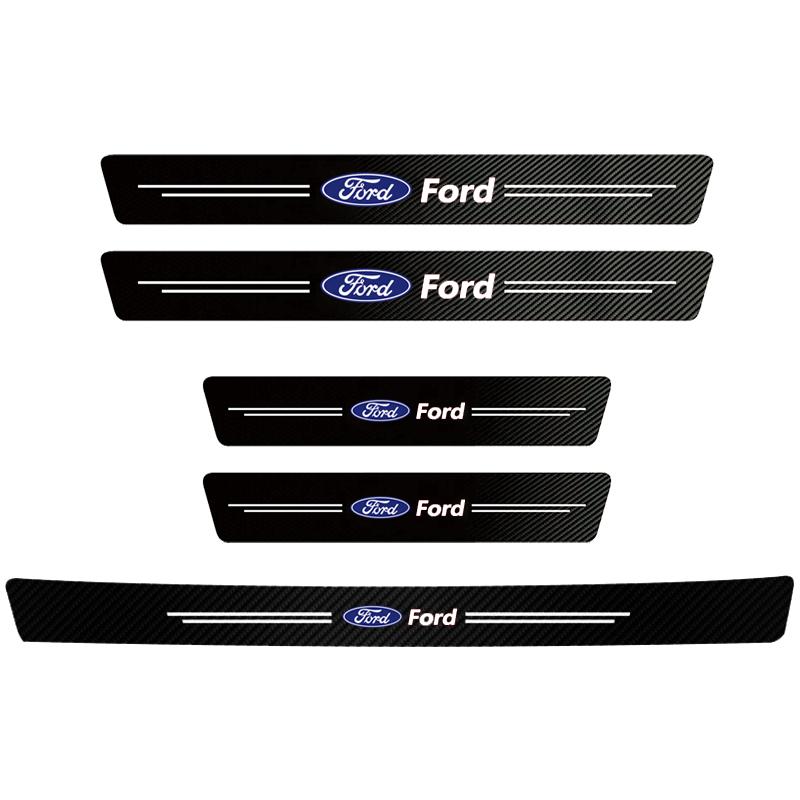 xqzvd1 Car Door Sill Anti-scratch Stickers Carbon Microfiber Sticker For Ford Edge Explorer Transit Ranger Kuga MK2 MK7 Fusion Ecosport