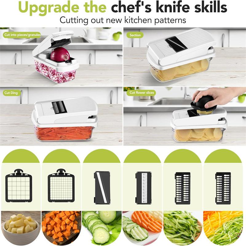 15 In 1 Multi-Functional Food Chopper With Container Vegetable Cutter Kitchen Vegetable Slicer, Grater, And Chopper