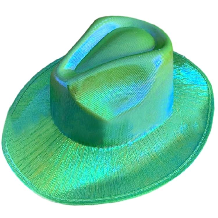 StPatrick Day Cowboy Hat Shamrock Tall Hat Festival Party Green Flat Top Hats 1