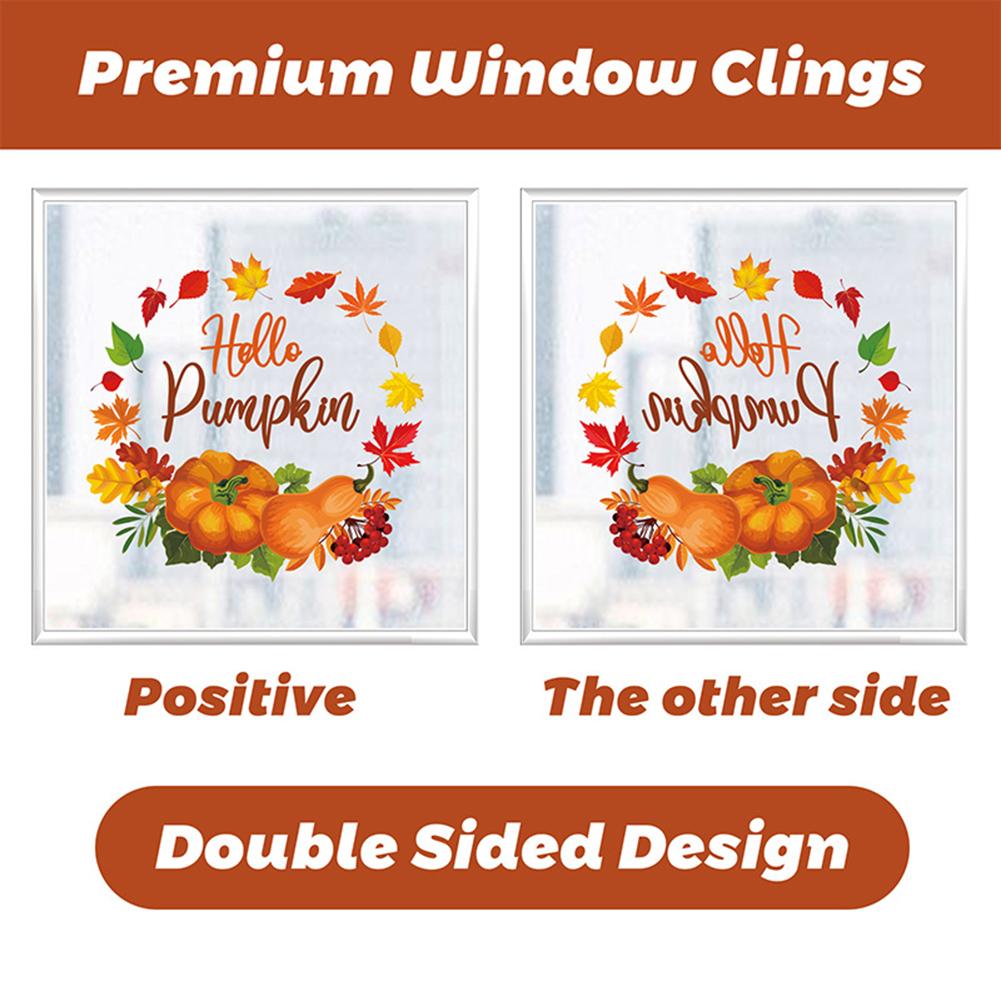 9 Sheets Fall Window Clings Window Decals Stickers Maple Leaves Pine Cones Oil Painting For Autumn Glass Home Decoration 70pcs