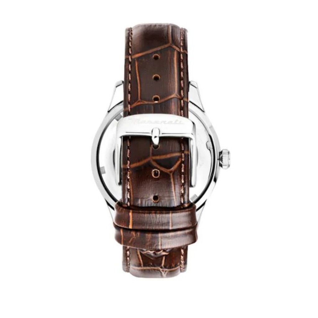 Maserati Sorpasso Open Heart Leather Strap Brown Dial Quartz R8821124002 100M Men's Watch