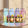 1PC Owl Bird Tropical Frame Print 750ml Color Plastic Sports Water Bottle Leakproof Flip Straw Lid Suitable for Sports Office Home Use