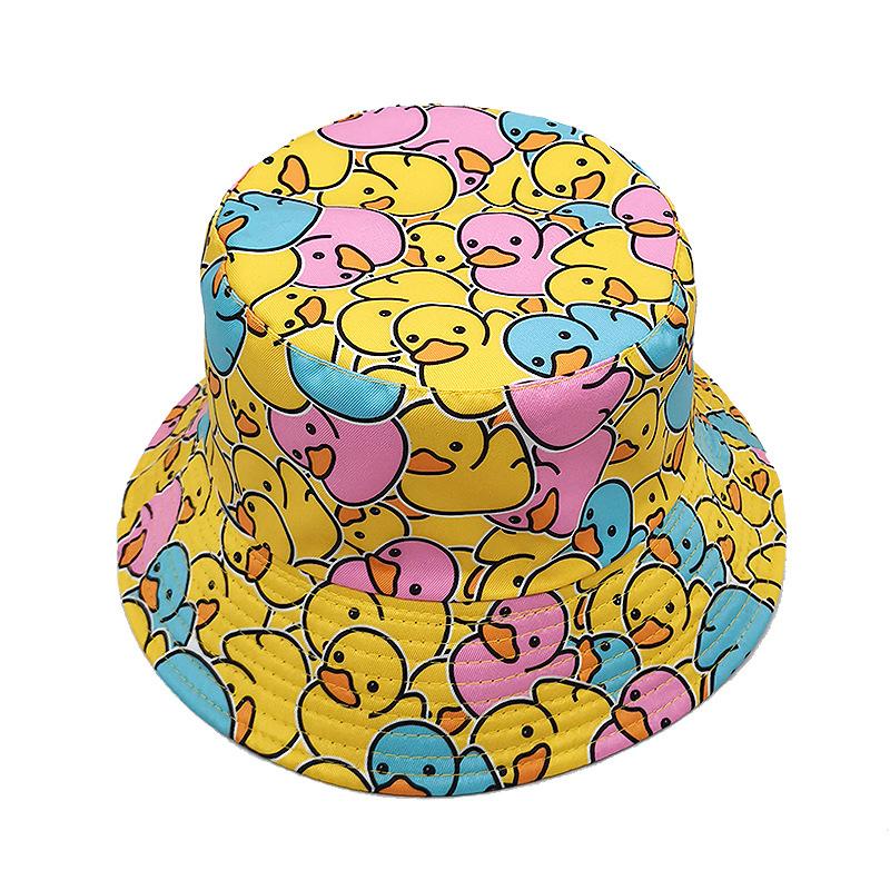 Colorful Duck Print Bucket Hat for Women Men Fashion Decorate Panama Summer Outdoor Travel Beach Sunscreen Fisherman Hat Hip Hop