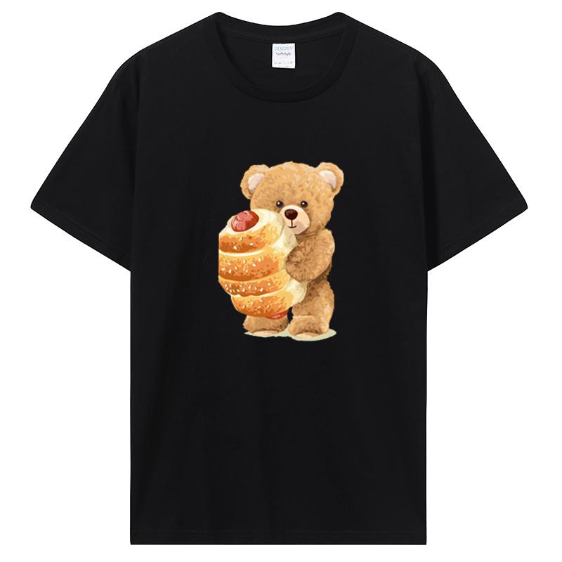 Tennis Teddy Cartoon Bear Tshirt Summer Cotton T Shirt Men Short Sleeve O-neck Tee Shirt Unisex