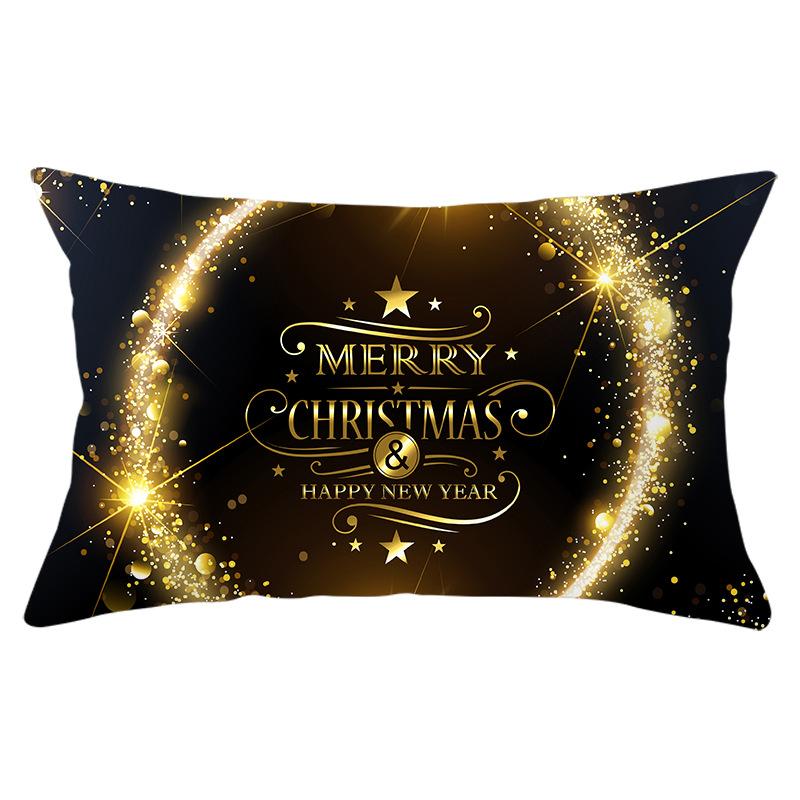 New Black Gold Series Christmas Peach Skin Print Waist Pillow Cover Home Accessories Cushion Cover Sofa Cushion Cover
