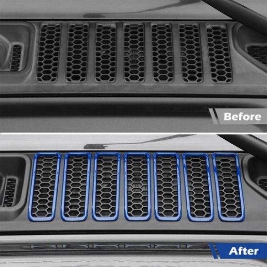 7Pc Car Hood Air Intake Vent Frame Trim Cover Bezels for Jeep Wrangler JL JT 18+