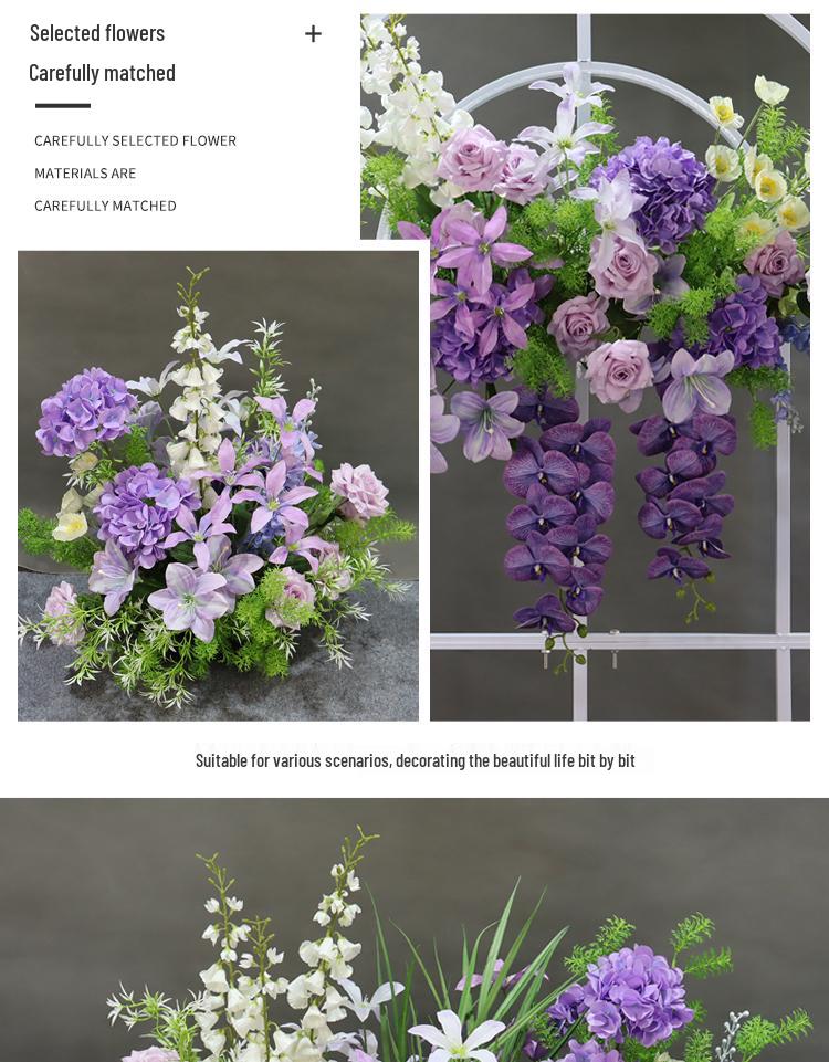 Mori Style Silk Floral Aisle Decoration In Blue & Purple