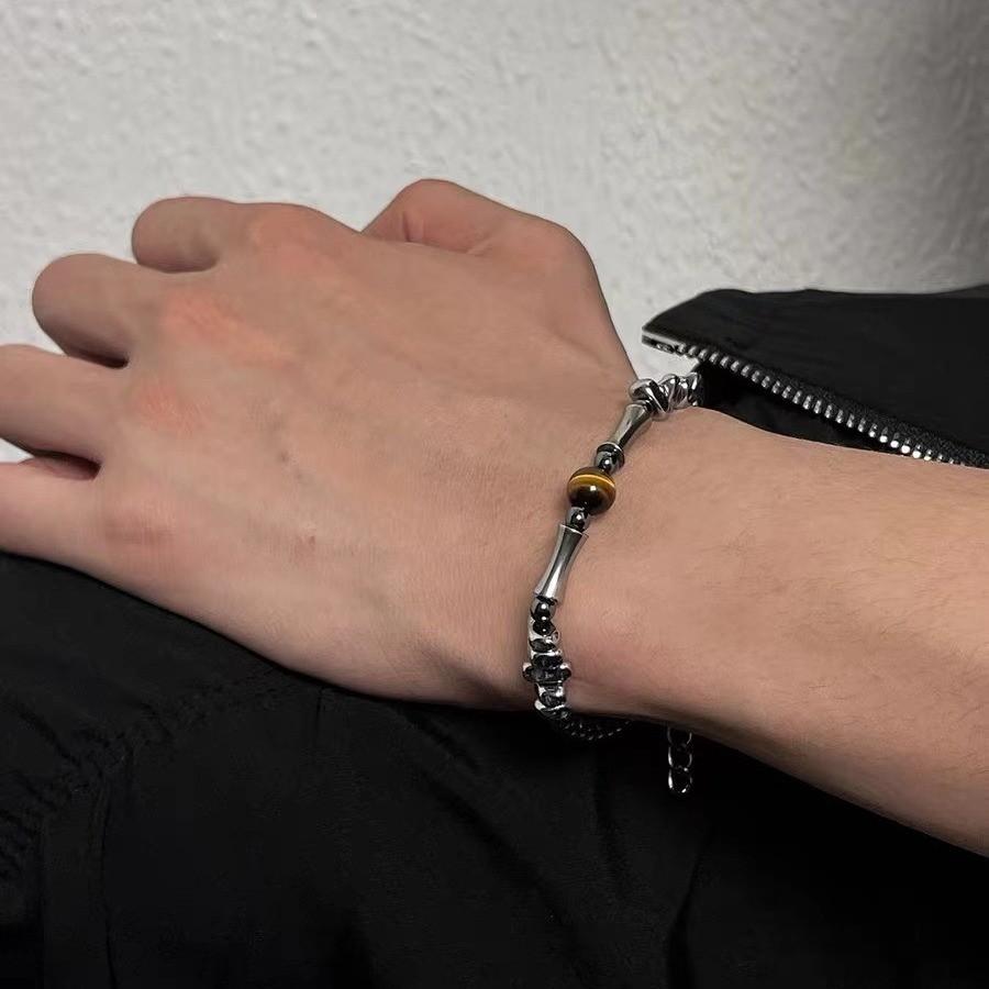 Titanium Bamboo Steel Section Bracelet Elegant Design For Men And Fashionable Women