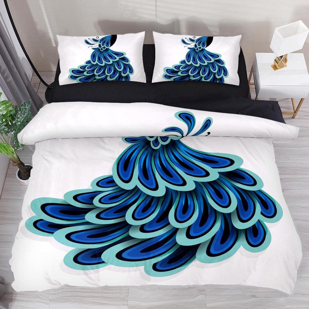 Floral Peacock Comforter Set Twin King Full Size, Bedding Set for Kids,Quilt Cover Peacock Duvet Set Girl Bedroom Decor 3 Pieces