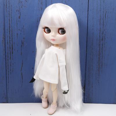 ICY DBS Păpușă Blyth Seria Nr.280BL136 Păr alb drept cu breton față albă corp articulat 1/6 bjd