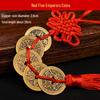 Pure Copper Chinese Lucky Knot Pendant with Five, Six, and Ten Emperor Coins - Door or Threshold Decoration.
