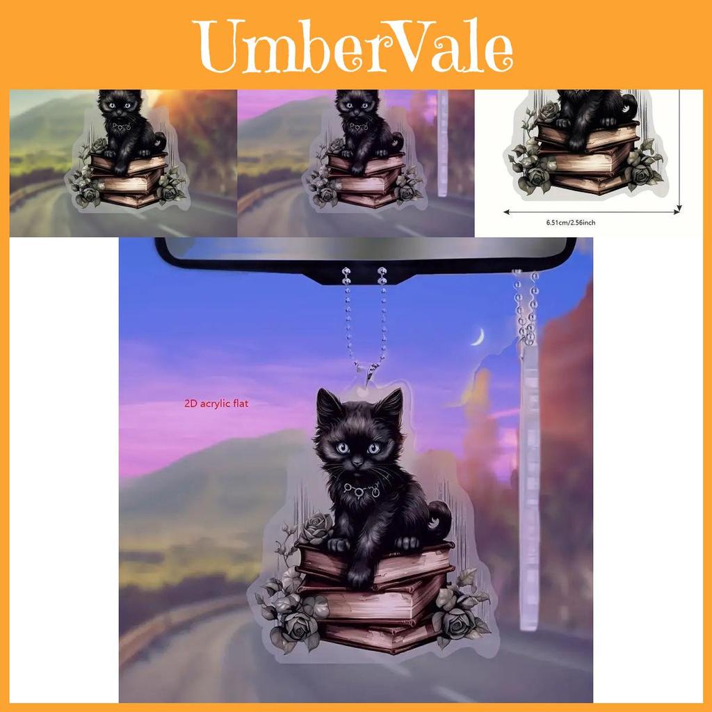 Charming Acrylic Black Cat Hanging Ornament For Car Interior Decoration