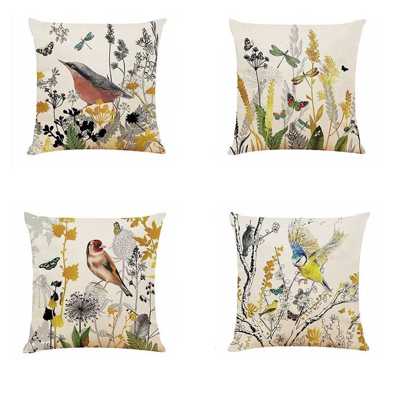 2024 Modern Minimalist Butterfly Bird Linen Pillowcase for Sofa