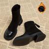 Korean Retro Style Boots For Women, Zipper Slim Boots, Fashionable And Plush Thick Soled Short Boots