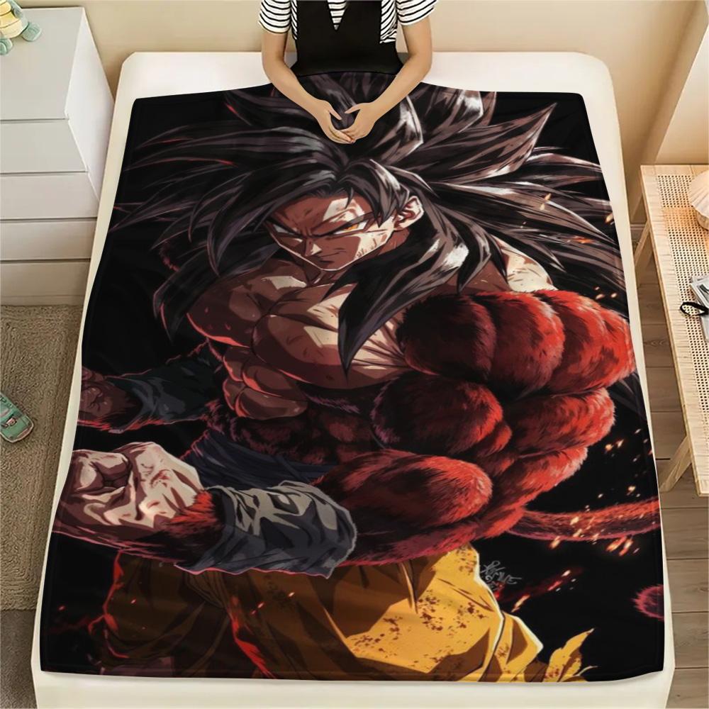 Goku Multipurpose Printed Flannel Blanket, Warm Daily Essential for Bed, Sofa, Chair, Bedroom & Journey.-TING