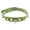 Alloy Spike D-ring Choker, Faux Pearl Rivet D Buckle Leather Clavicle Necklace