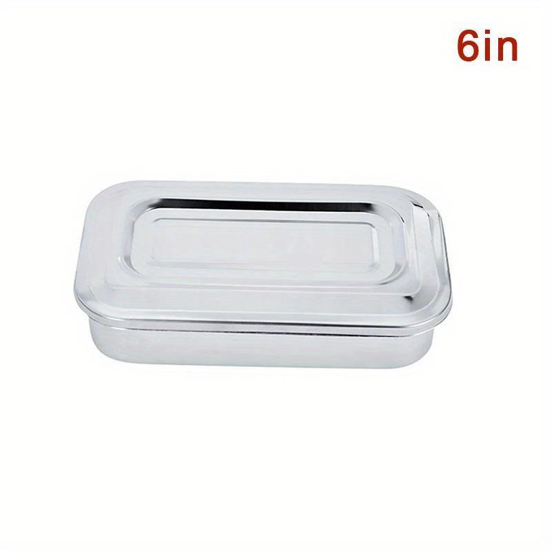 

Square Stainless Steel Rectangular Food Storage Pan with Lid Commercial Dish Tray Freshening Lunch Box Container Storage Box