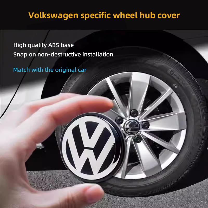 VW Polo Golf 4 5 Valve Stems Caps 4Pcs Volkswagen Wheel Center Cap Car Hub Cover Accessories For VW GTI Polo Golf Passat Tiguan Arteon Touareg Ta zs6