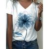Damen T-Shirt Druck Grafik Libelle Vintage Stilvoll Klassisch Kurzarm V-Ausschnitt Normale Oberteile Sommer Frühling