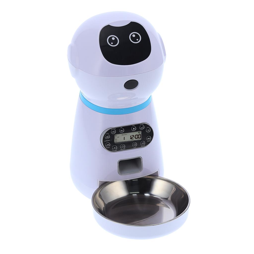 Automatischer Futterspender für Haustiere, Roboterform, für Katzen und Hunde, Futterspender mit Schüssel
