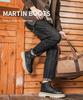 2024 Men's Black Leather High-Top Martin Boots: Retro, Thick-Sole Casual for Autumn/Winter
