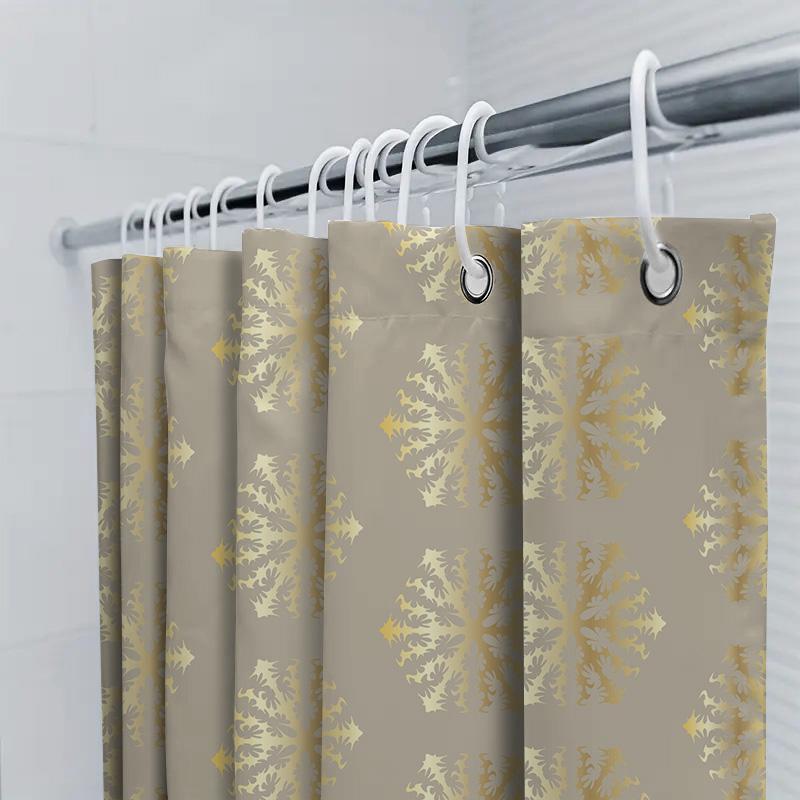 Luxury Golden Damask Shower Curtain Modern Bathroom Decor with White, Gold Silver Colors for Home Bathrooms