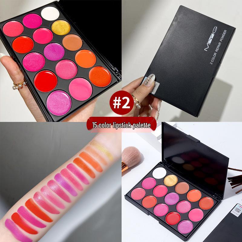 

MYG Makeup Artist Dual-Color Blush & 15-Shade Lipstick Palette with 3D Contour, Highlight, and Shadow – Studio Beginner Set