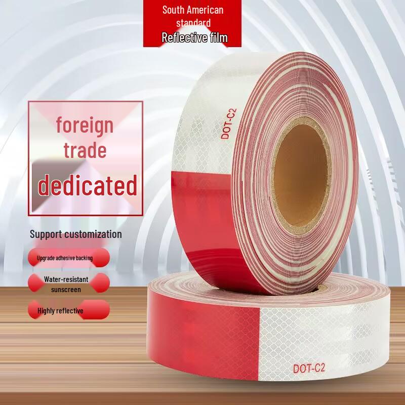 CE EU DOT-C2 Red/White Reflective Tape PET Film Reflective Strip for Vehicle Inspections
