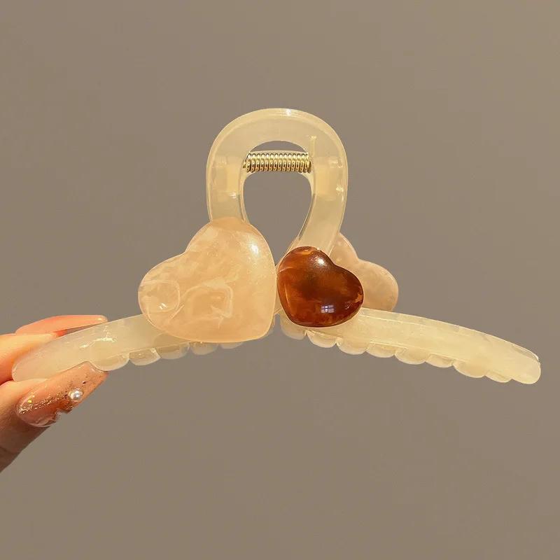 New Korean Hair Claw Clip Girls Sweet Heart Shape Hair Clips Large Size Clamps Claw Clip Crab Chic Hair Accessories Gift