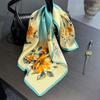 Luxury 100% Real Silk Scarf Women Gradient Floral Print Bandana Shawl Lady Neckerchief Handkerchief Female Decorative Wrap 53cm